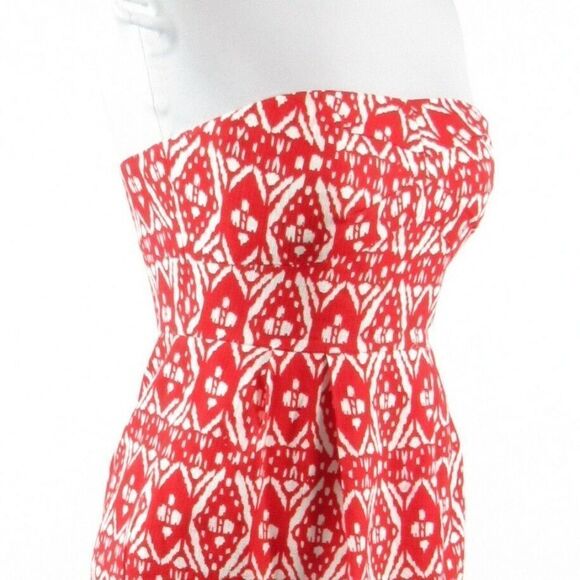 J. Crew red cotton strapless dress 2 - Picture 4 of 8